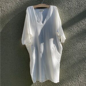 RACHEL CRAVEN NWT size 1 made in los angeles white gauze V-Neck Kaftan Dress